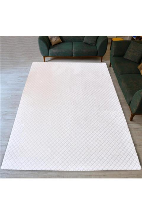 PRADO Wellsoft Kumaş Halı Örtüsü Karo Krem 120x180