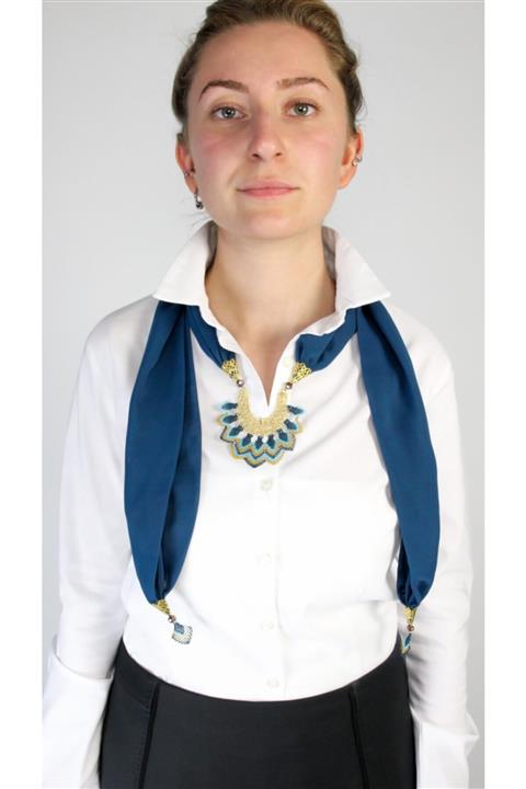 bymimi Iğne Oyalı Petrol Yeşili Fular