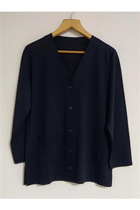 NACAR STORE Kadın Siyah Anne Mevsimlik Cepli Penye Hırka