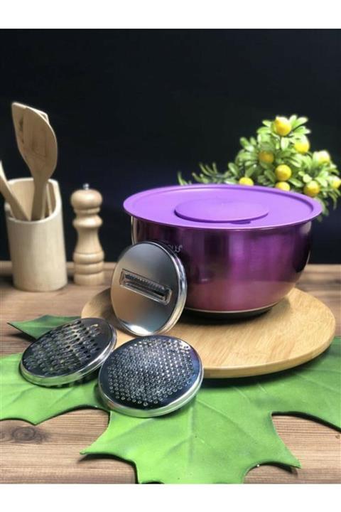 AROW Çelik Rendeli Mor Karıştırma Kabı