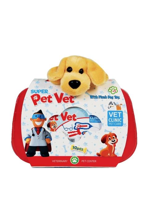 Uçar Oyuncak Veteriner Set Peluş Köpek Hediyeli