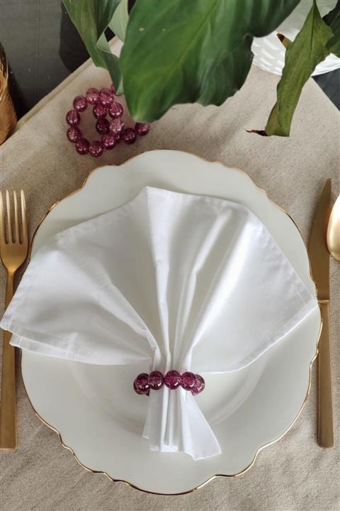 ESanat Evi 12 Adet 3d Simli Mor Peçete Yüzüğü