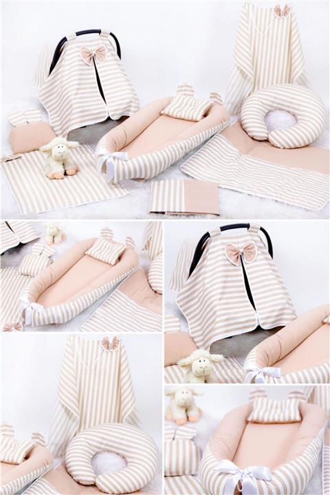 Babynest Full Set Krem Çizgili