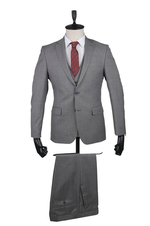 İmza Füme Filafil Desen Slim Fit Mono Yaka Takım