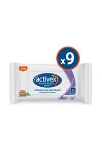 Activex Antibakteriyel Islak Mendil Hassas 9 Adet Cep Boy Islak Mendil 135 Yaprak