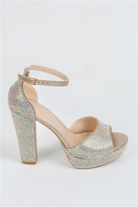 ERDAL KOÇYİĞİT AYAKKABI Miss Jena 6240 Kadın Platform Topuk Taşlı Abiye Ayakkabı
