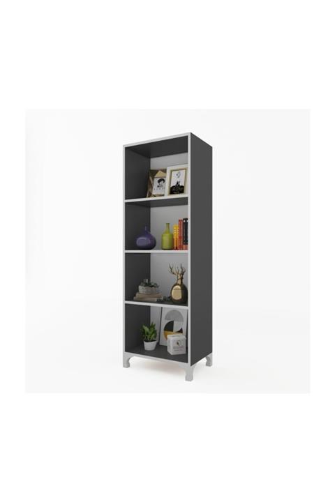 Kenzlife Kitaplık Tuğçe 148*040*020 Gri Ayaklı Mutfak Dolabı Banyo Ofis Ayakkabılık Kiler