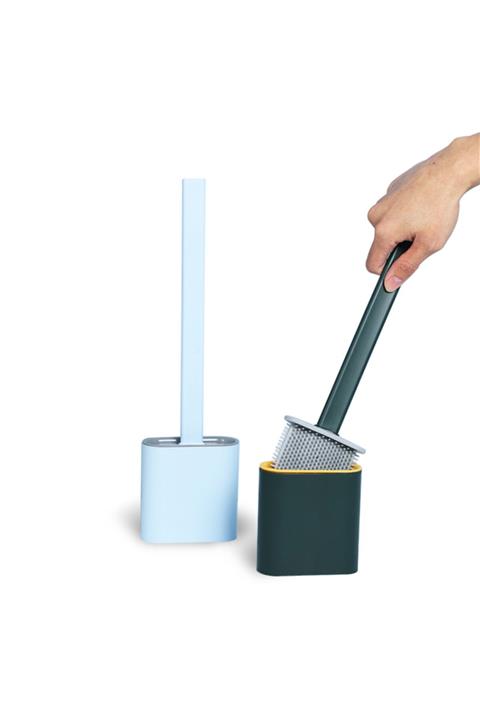 RC HOME Silikon Tuvalet Fırçası Banyo Wc Temizlik Bükülebilir Fıça - Mavi