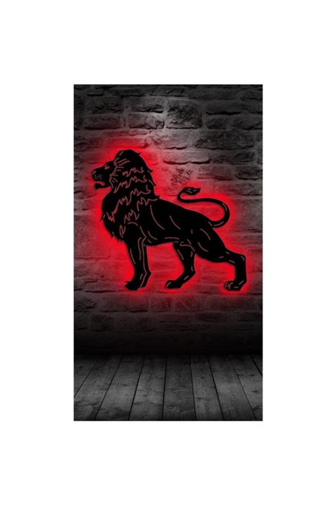 woodenart Ledli Aslan Ahşap Tablo