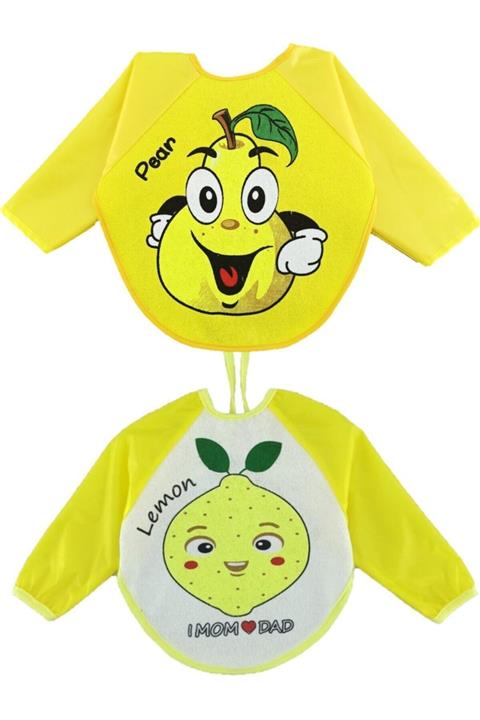 Aydınlar Bebek Armut Ve Lemon Mom Dad Desenli Mama Önlüğü