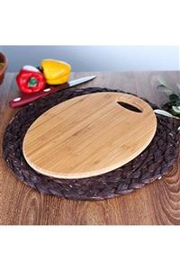 evvehediyelikesya Fame Kitchen Tutumalıoval Bambu Ekmek Kesme Tahtası 32x24 Cm