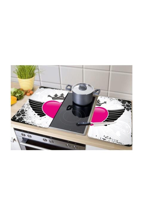 Saban Ocak Koruyucu 2 Li Kesme Tahtası Kraliçe Kalp 30*52 Cm