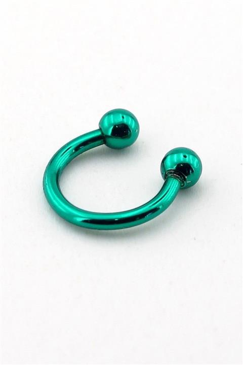 Solfera Parlak Yeşil Top Uçlu Yarım Halka Çelik Piercing P387