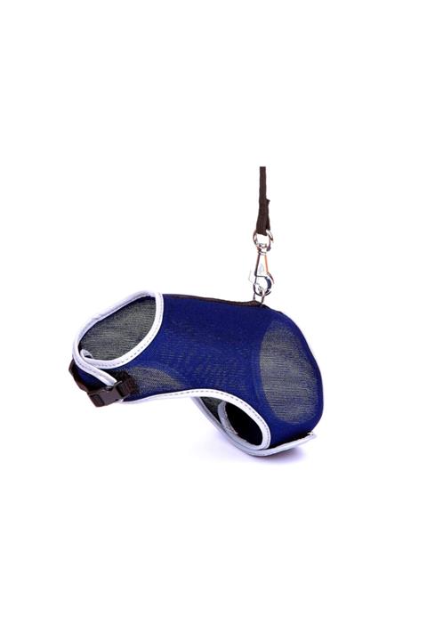 Doggie Havalı Ped Göğüs Tasma Seti Mavi 25x30 cm + 110 cm