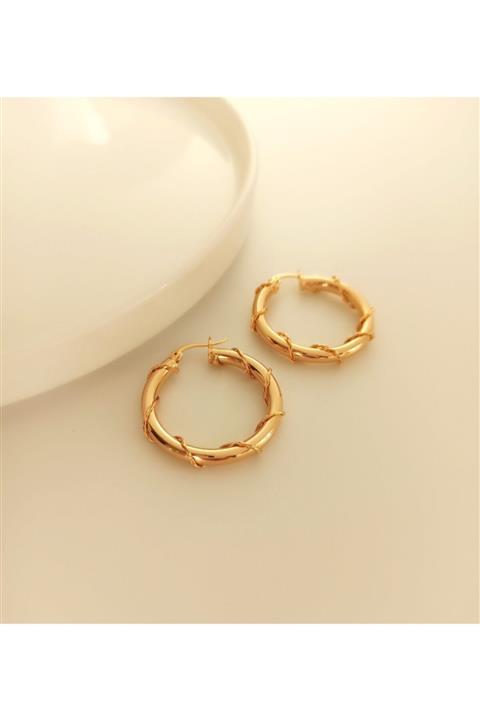 Ginger Takı Çelik Rose Halka Küpe