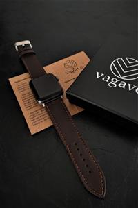 vagave Apple Watch 42 / 44 mm 3-4-5-6-se Uyumlu Safiano Hakiki Deri El Yapımı Kordonu