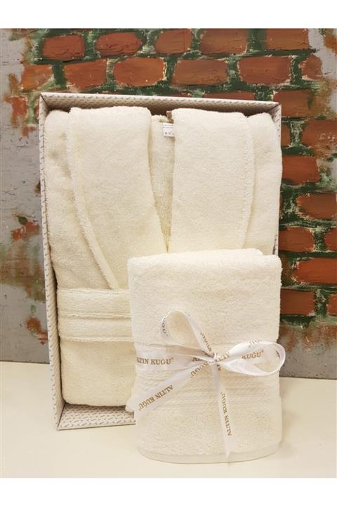 Özdilek Trendy Şalyaka Bornoz + Baş Havlusu-krem