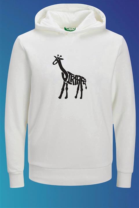Outrail Unisex Beyaz Giraffe Typography Baskılı Tasarım Sweatshirt