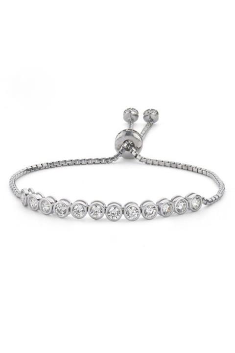 Kara Jewelry Kadın Gümüş Su Yolu Bileklik Orijinal Swarovskı Taşlı Asansörlü Su Yolu Bileklik