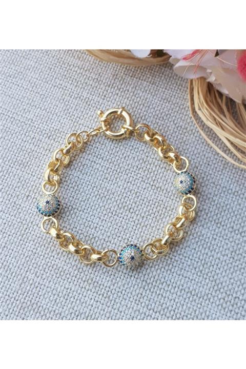 Canka Nazar Boncuklu Gümüş Hallow Bileklik