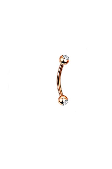 Cadının Dükkanı Cerrahi Çelik Taşlı Rose Rengi Kaş-rook Piercing (bar  6 mm)
