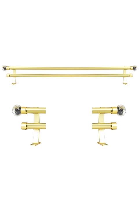 Perdejim Mat Sarı Alüminyum Çift Raylı Rustik Perde Askısı Rustik Borusu 200 Cm Ak08