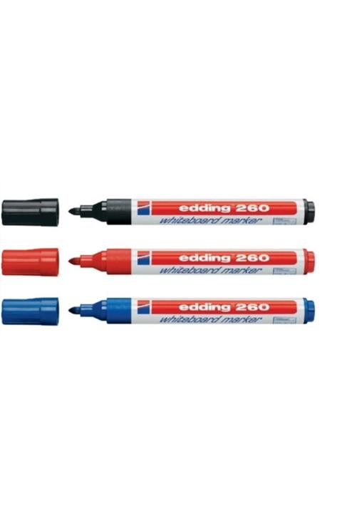Edding 260 Beyaz Tahta Kalemi 3'lü Siyah Mavi Kırmızı