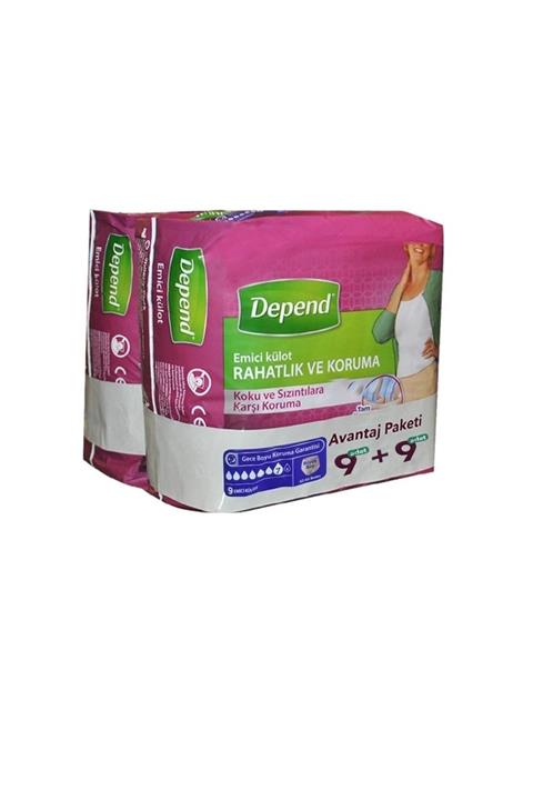 Depend Emici Külot Kadın Büyük Large 9+9 Avantaj Paket