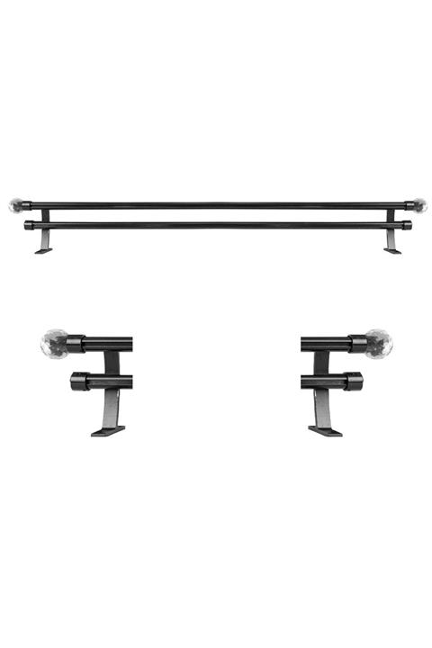 Perdejim Siyah Alüminyum Çift Raylı Rustik Perde Askısı Rustik Borusu 250 Cm Ak08