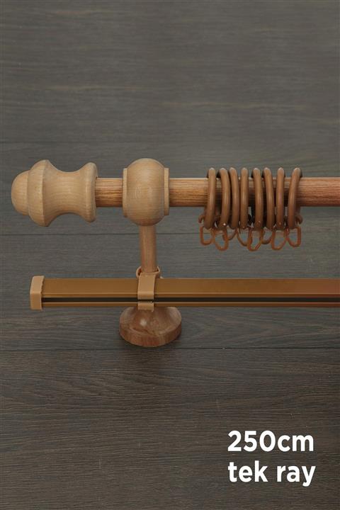 wenthi Meşe Ahşap Rustik Tek Raylı Perde Askısı Venti 250 Cm