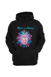 Relax family xf Erkek Siyah Kapüşonlu Sweatshirt Rick And Morty