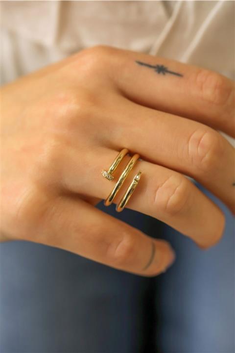 Başbuğ Mücevher 14 Ayar Altın Çivi Yüzük