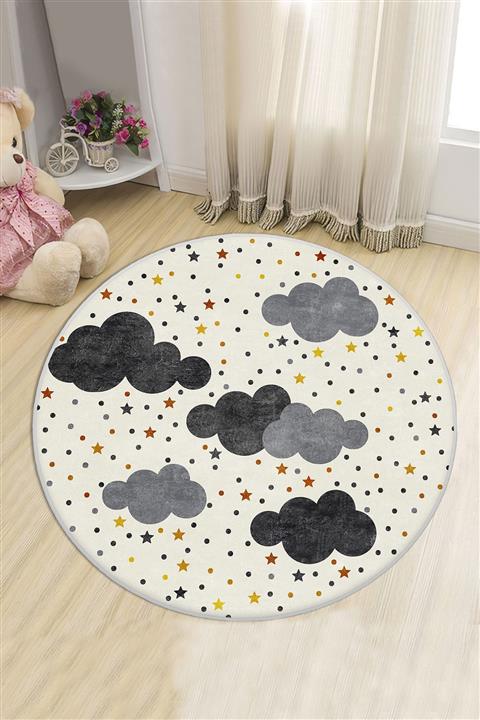 Bebişim Halı Bebişim Bulutlu Yuvarlak Çocuk Halısı