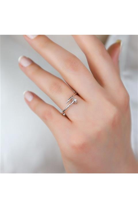 ArıkanlarGold 14 Ayar Çivi Model Yüzük Beyaz Renk Yz 007945