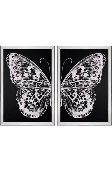 ÖZVERLER Doku Concept  Kelebekli İki Parça Tablo Dk-7106