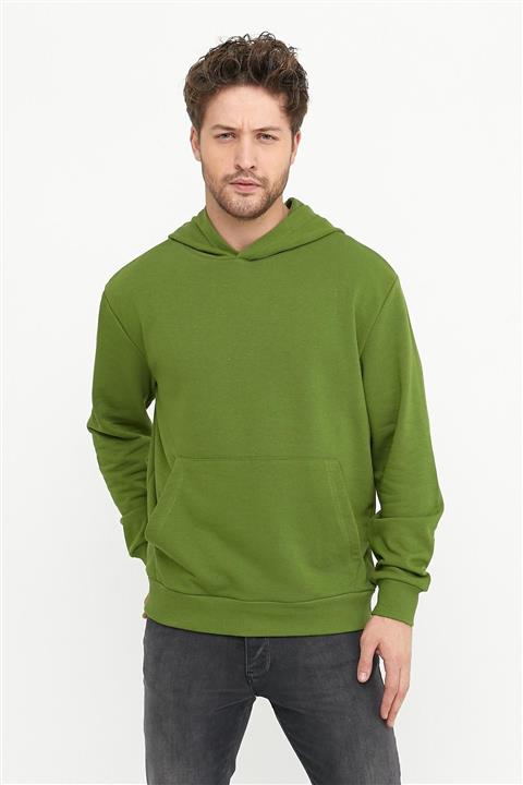 Roop Fabric Kapüşonlu Kanguru Cep Sweatshirt Yeşil