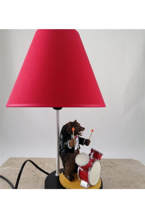 HEDİYE FİKRİ Dekoratif Bateri Çalan Ayı Tasarımlı Abajur