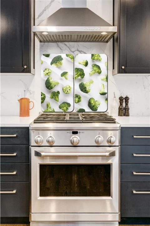 Saban Brokoli 2' Li 30x52 Cm Cam Cam Ocak Arkası Koruyucu - Kesme Tahtası