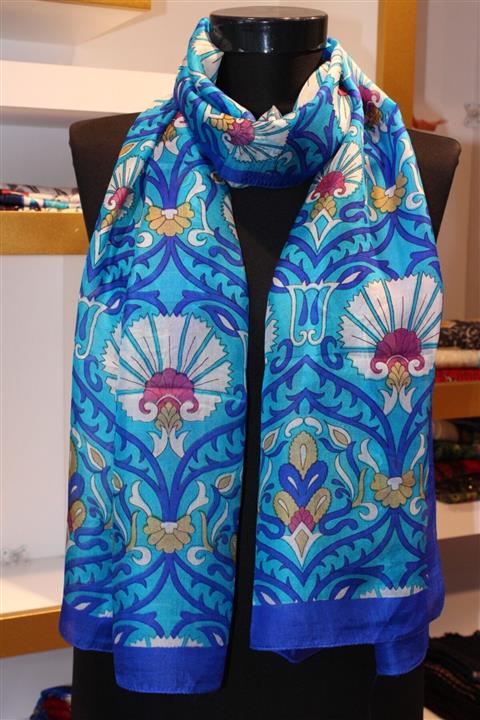 Mysia Butik Saks Mavi Turkuaz Vual Ipek Fular