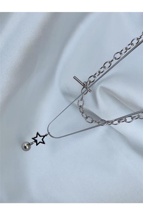 MİAMOR design Silver Çift Zincirli Italyan Zincir Kolye