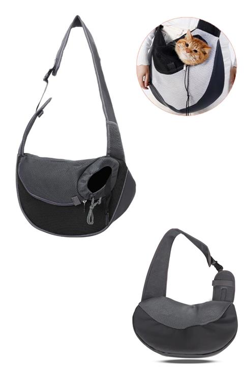 Carneil Large 45x40 Koyu Gri Hanger Large Tek Omuz Askılı Küçük Irk Kedi Köpek Evcil Hayvan Taşıma Çantası