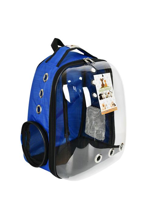 Las Vegas Polo Club Şeffaf Astronot Kırılmaz Kedi Köpek Taşıma Çantası Mavi Sırt Çantası