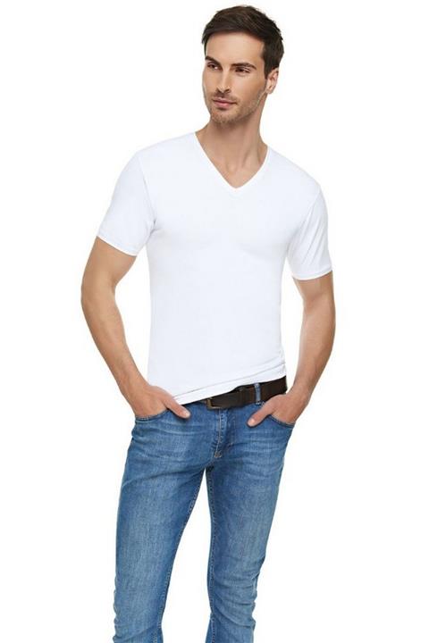 Tutku Elit Erkek Beyaz 2'Li Paket Likralı V Yaka Kısa Kol Fanila