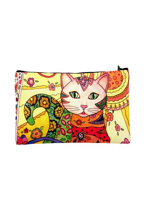 Carali Kadın Sarı  Dijital Baskılı Makyaj Çantası