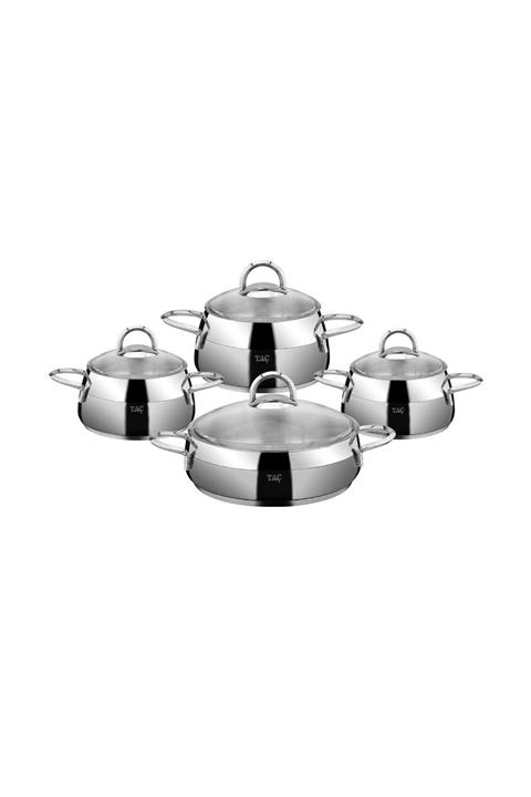 Taç Nobis 8 Parça Çelik Tencere Seti Silver
