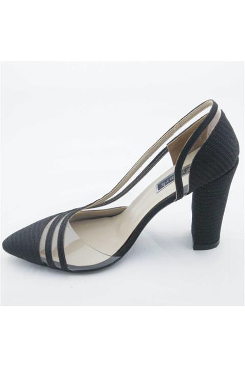 Akel Kadın Siyah Şeffaf Bantlı Stiletto