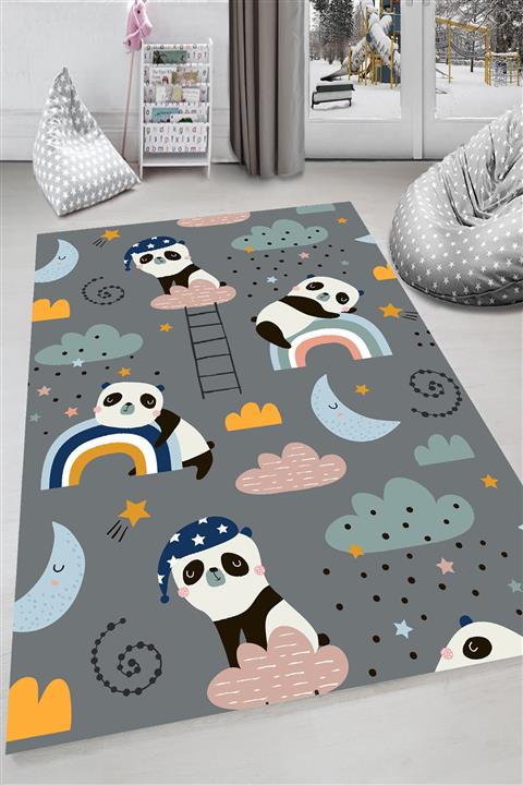 HaLıFoRuM Gri Çocuk Odası Kaymaz Taban 3d Halı -dot-hp-677