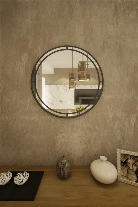 fatma keskinoğlu ikizler çeyiz Armoni Dekoratif Konsol Ayna Antrasit Silver Pleksi 50 Cm