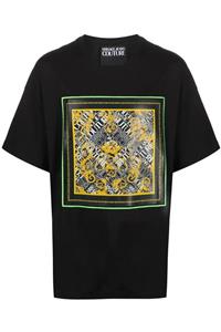 Versace Unisex Overize Art Logo Baskı Jeans Couture Siyah T-shirt