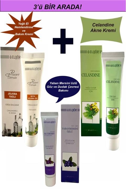 Elixir Üçlü Akne Kremi+nemlendirme Kremi+yaşlanma Karşıtı Göz Ve Dudak Çevresi Bakım Kremi